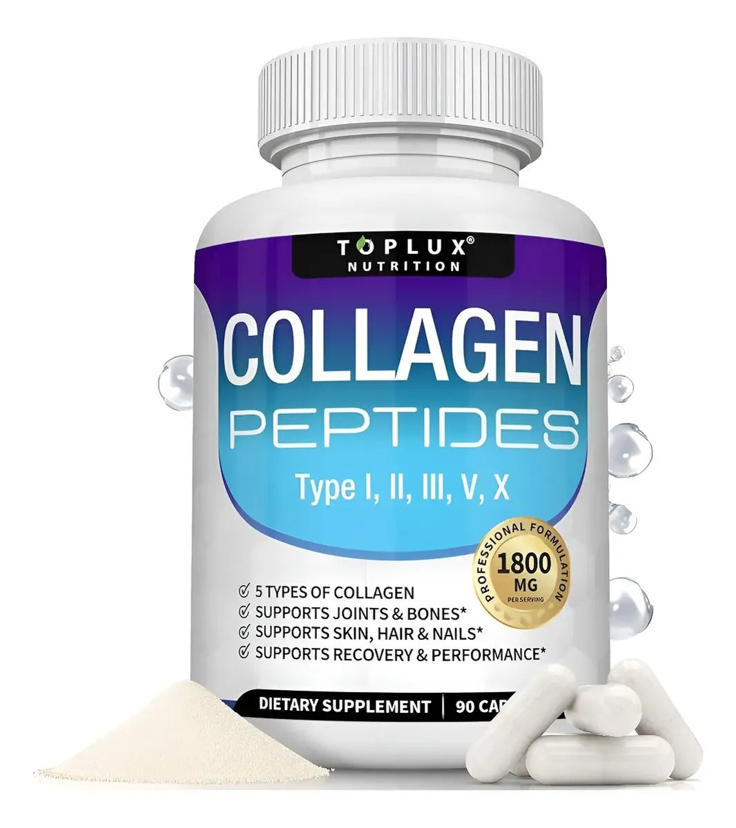 Multi-Colágeno Hidrolizado Premium 5 en 1 | Toplux Peptides (Tipos I, II, III, V, X)